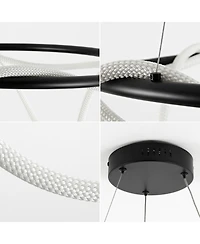 Jonathan Y Lisette Contemporary Minimalist 360 Adjustable Silicone Neon Rope Dimmable Integrated Led Chandelier