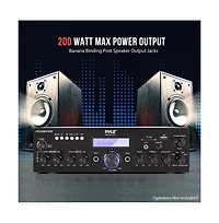 Pyle Bluetooth Stereo Amplifier Receiver With Uhf Wireless Microphone, MP3/Usb/Sd/Aux/Fm Radio, 200 Watt