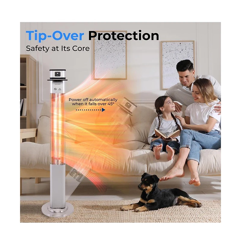 SereneLife 1500W Floor Standing Patio Heater with Remote Control and Three Power Settings