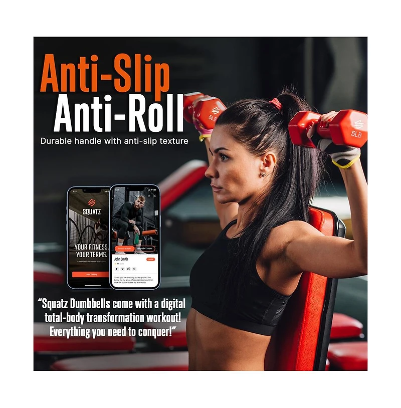 Squatz Neoprene Dumbbell Set With Stand, 20 lb Total Weight