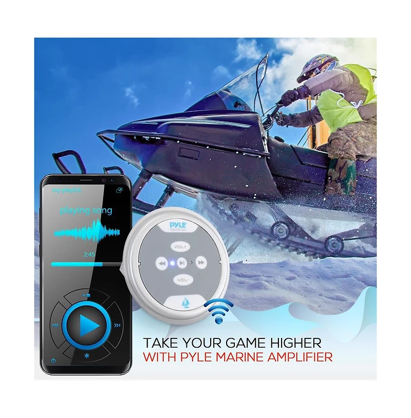 Pyle 2-Ch. Bluetooth Marine Amplifier Kit, Waterproof, 600 Watt, Silver