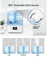 Morento Humidifiers for Bedroom, 4.5L Top Fill Humidifiers for Large Room, Cool Mist Humidifiers for Home,Auto Shut-Off,360 Nozzle, Humidity Setting,