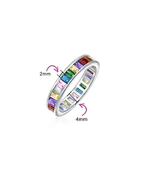 Bling Jewelry Colorful Rainbow Multi Color Cubic Zirconia Eternity Ring Band .925 Silver