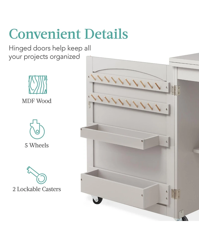 Best Choice Products Sewing Machine Table & Desk w/ Craft Storage and Trays