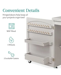 Best Choice Products Sewing Machine Table & Desk w/ Craft Storage and Trays
