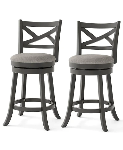 Swivel Bar Stools Set of Counter Height Chairs with Hollow Back Soft-padded Seat