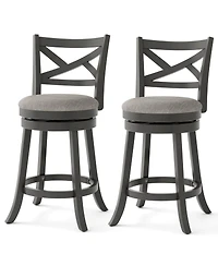 Swivel Bar Stools Set of 2 Counter Height Chairs with Hollow Back Soft-padded Seat