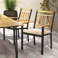 Patio Dining Chairs Set of 2 Metal Outdoor Chairs with Removable Padded Cushions
