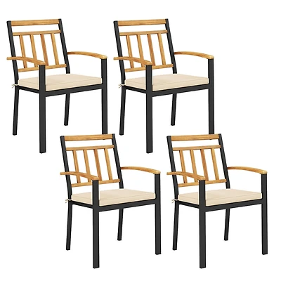 Patio Dining Chairs Set of 4 Metal Outdoor Chairs with Removable Padded Cushions