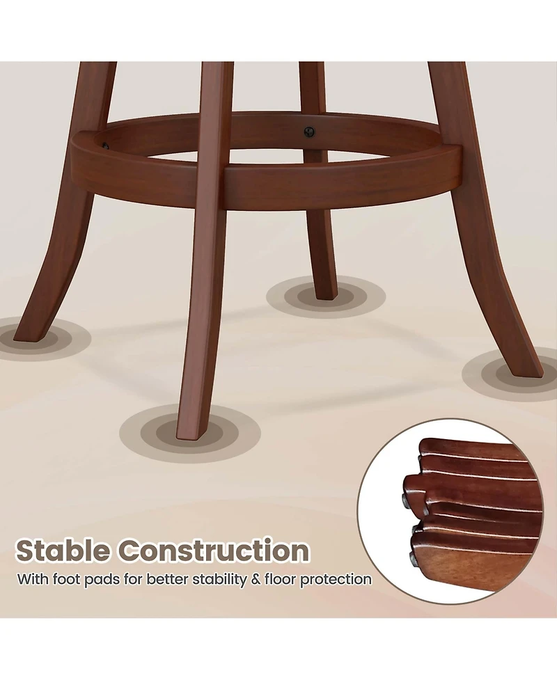 Set of 2 Bar Stools 30'' Swivel Bar Height Chairs with Footrest for Kitchen Pub