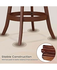 Set of 2 Bar Stools 30'' Swivel Bar Height Chairs with Footrest for Kitchen Pub