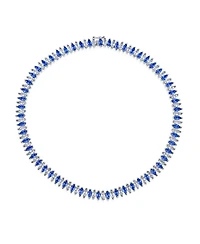 Bling Jewelry Art Deco Style Holiday Day Party Blue Clear White Cubic Zirconia Marquise Formal Statement Tennis Necklace Prom Silver Gold Plated