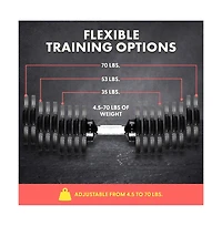 Squatz 70 Lbs Adjustable Dumbbell Weight Set With Anti-Slip Metal Handle