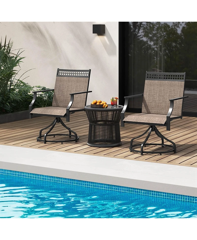 Costway Patio Swivel Dining Chairs Set of with Quick-Drying Fabric and Metal Frame