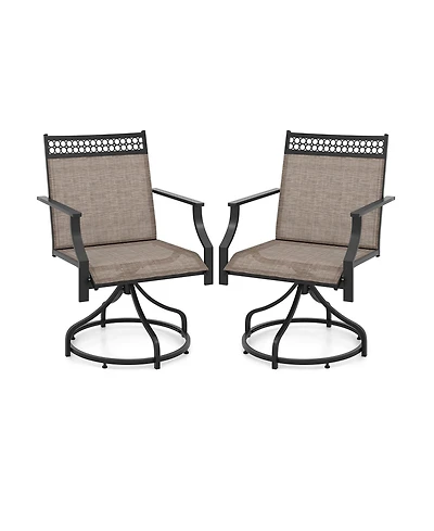 Costway Patio Swivel Dining Chairs Set of with Quick-Drying Fabric and Metal Frame