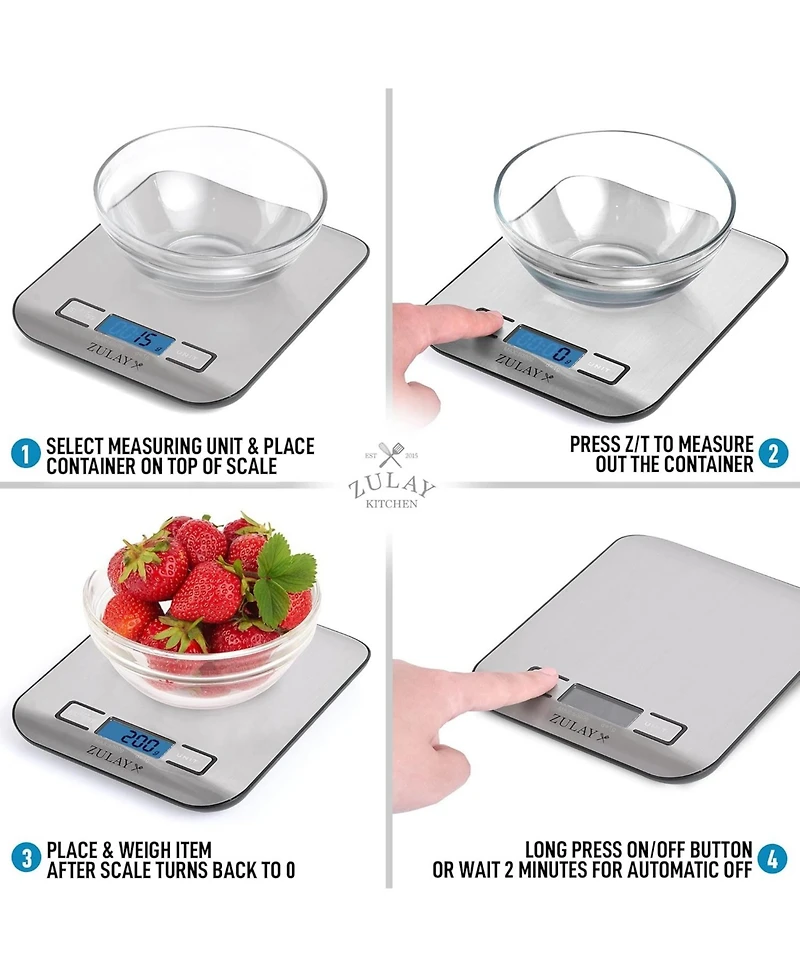 Stainless Steel Digital Food - Features Lcd Screen, Measures 5 Different Units Including Grams & Ounces