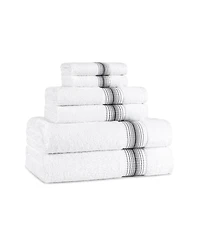 Aston and Arden Luxury White/Ombre Stripe 6-Piece Bath Towel Set, 600 Gsm, Soft 100% Turkish Cotton Bathroom Towels, Made Turkey, 2