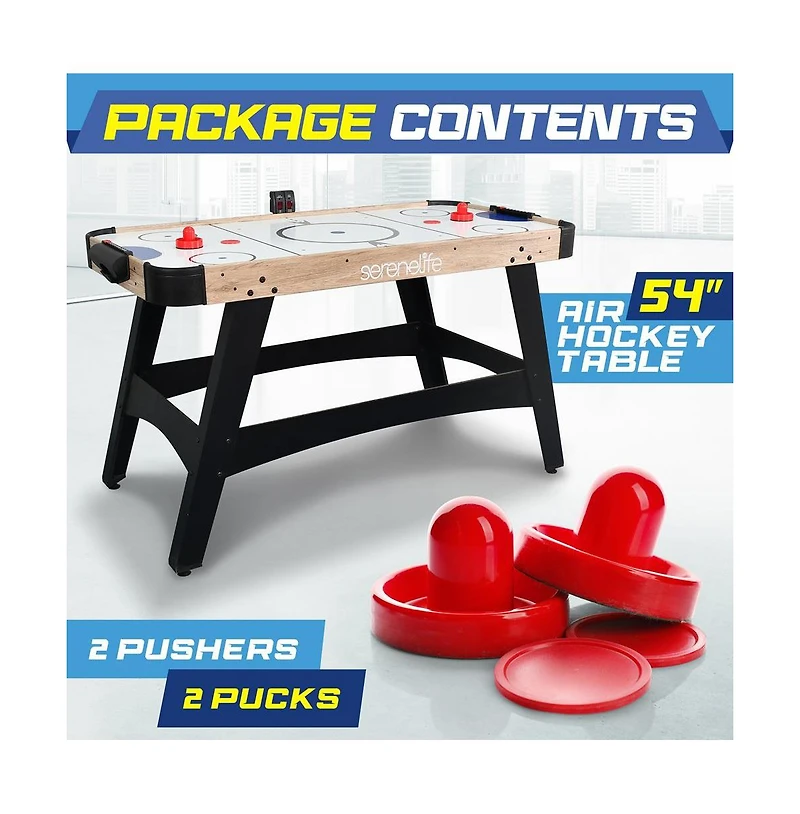 SereneLife 54" Air Hockey Table with Digital Led Scoreboard, 12V Fan Motor, and Pucks