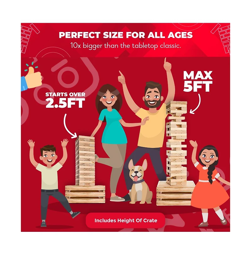 Swooc Premium Giant Tower Game w/ Storage Crate / Outdoor Game Table Set | 60 Large Blocks | Jumbo Lawn Games | Big Yard Game