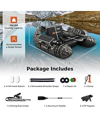 Sugift Inflatable Fishing Float with Adjustable Straps and Storage Pockets-Camouflage