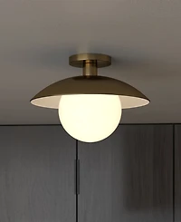Hudson & Canal 14.5" Metal Alvia Wide Semi Flush Mount