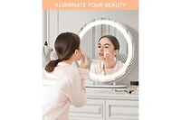 gaomon 19 Inch Vanity Mirror with Lights, Round Large Led Vanity Mirror with Smart Touch 3 Colors Dimmable, Touch Lighting, 360° Rotation for Dre