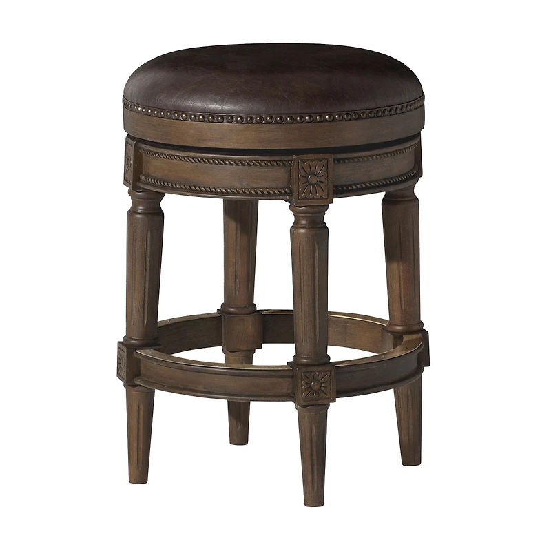 Maven Lane Pullman Backless Counter Stool in Walnut Finish w/ Marksman Saddle Leather