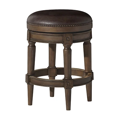 Maven Lane Pullman Backless Counter Stool in Walnut Finish w/ Marksman Saddle Leather
