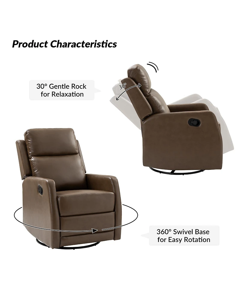 Hulala Home Donat Faux Leather Swivel Recliner