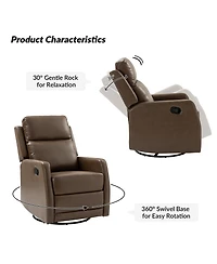 Hulala Home Donat Faux Leather Swivel Recliner
