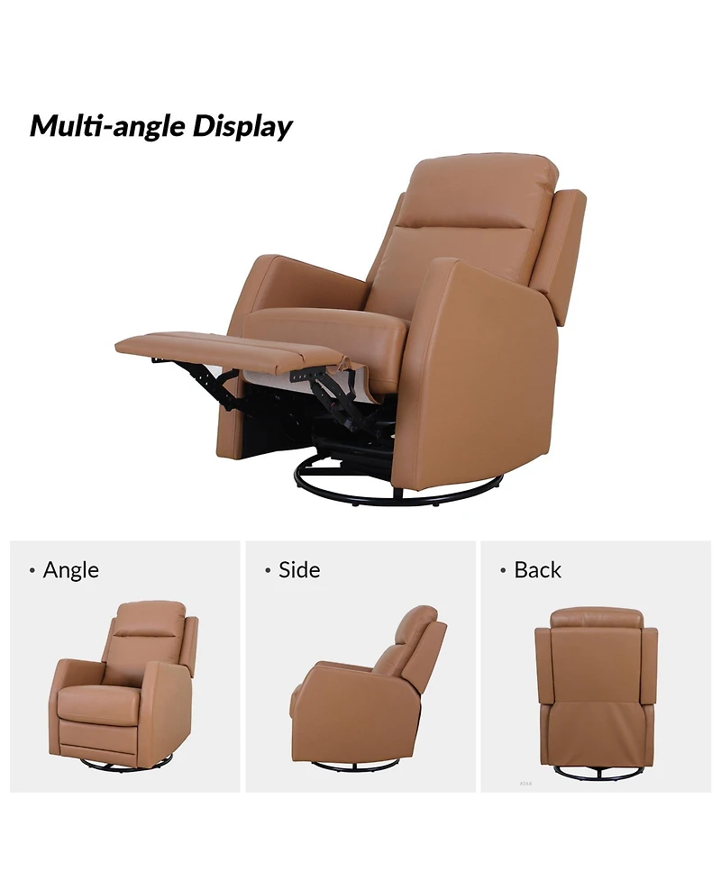Hulala Home Donat Faux Leather Swivel Recliner