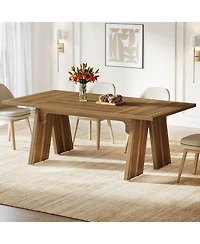 Tribesigns 71" Large Dining Table for 6 People, Farmhouse Dinner Table, Wood Rectangular Dining Table with Thickened Legs (Chairs Not Included)