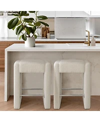 26.5" Boucle Counter Stool Set Of 2,Backless Boucle Counter Stool-Maison Boucle