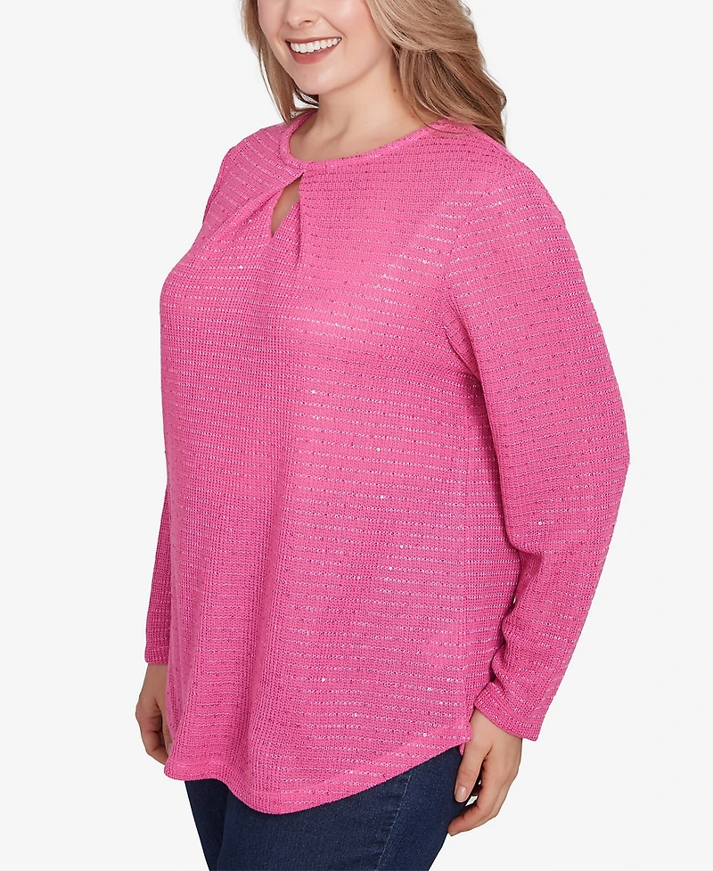 Ruby Rd. Plus Diamond Detail Sequin Knit Top