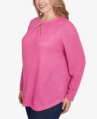 Ruby Rd. Plus Diamond Detail Sequin Knit Top