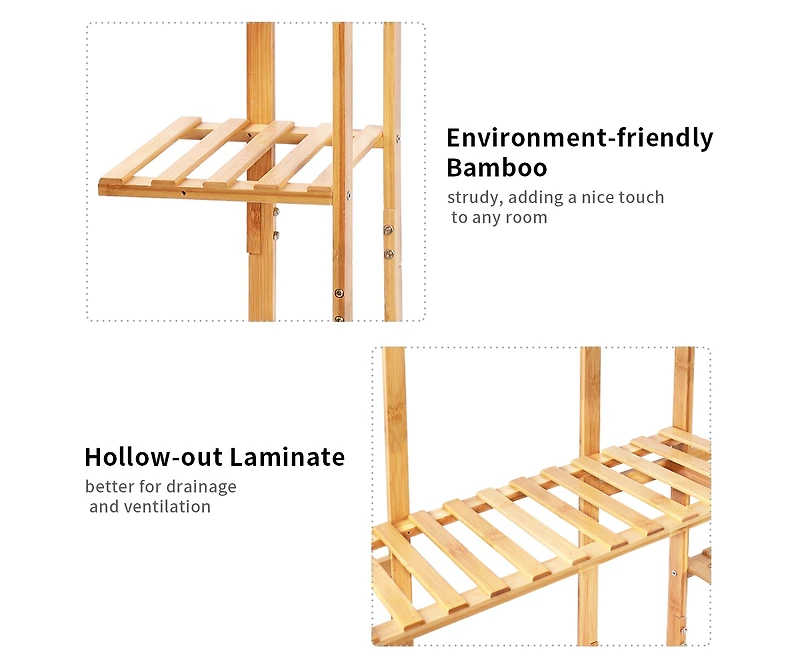 Unho Garden Potted Flower Plant Stand 9 Tier Wood Corner Display Shelf Shelving Rack