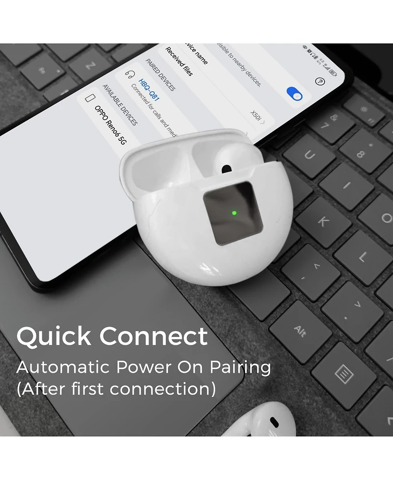 Ear-Buds- Bluetooth 5.2, Stereo/Noise Cancel, 30Hrs- Wireless Charging