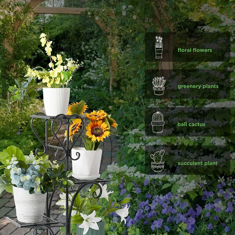 Unho 4 Tier Plant Stand Outdoor Garden Metal Flower Display Rack Shelf Home Decor
