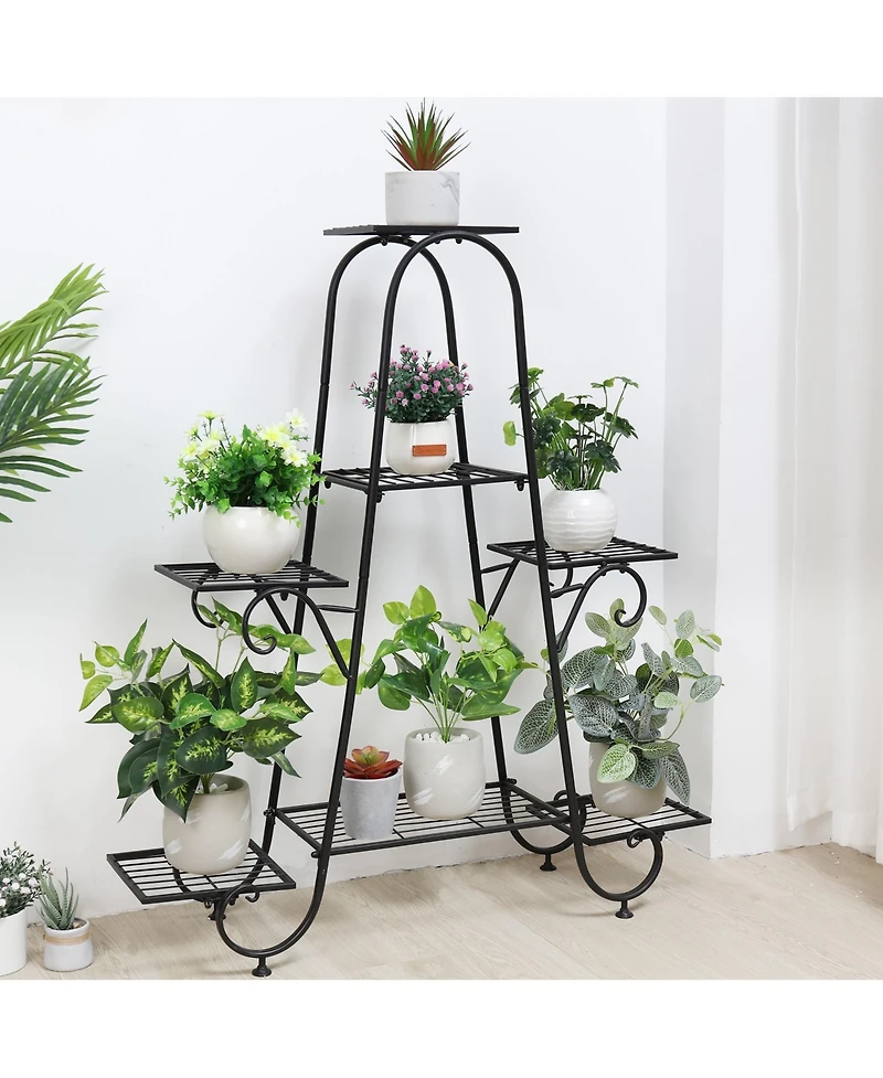 Unho 7 Tier Metal Plant Holder Stand Patio Corner Plant Shelf Decorative Flower Stand