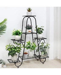 Unho 7 Tier Metal Plant Holder Stand Patio Corner Plant Shelf Decorative Flower Stand