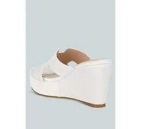Renier Satin Pearl Detail Wedge Sandals