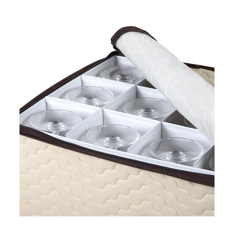 Florida Brands Wine Glass Storage Box with Dividers - Holds 12 Wine Glasses up to 10" Tall and 3.75" W - Stemware Storage Case