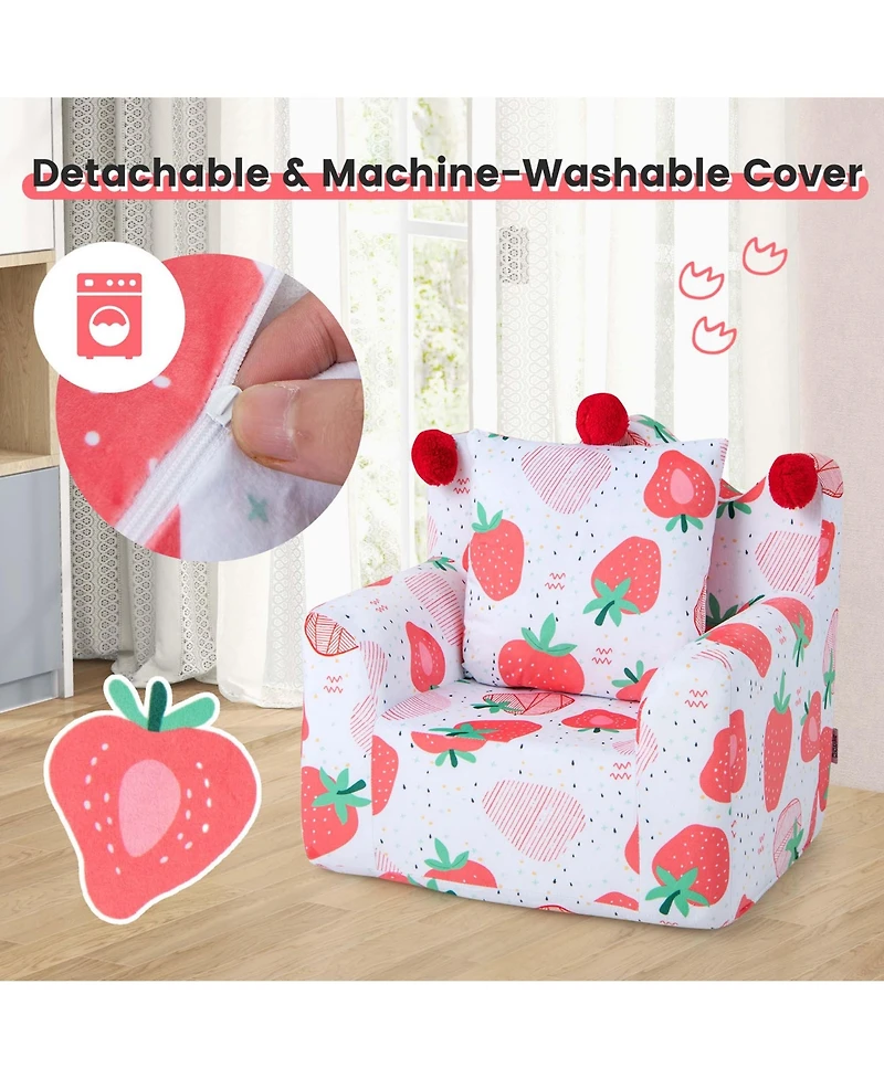 Kids Sofa Chair Foam Filled Armchair Dinosaur Toddler Couch with Cover & Pillow