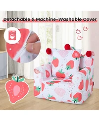 Kids Sofa Chair Foam Filled Armchair Dinosaur Toddler Couch with Cover & Pillow