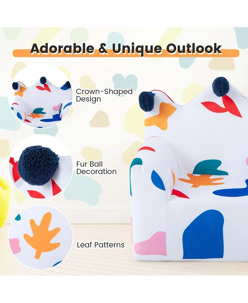 Kids Sofa Chair Foam Filled Armchair Dinosaur Toddler Couch with Cover & Pillow