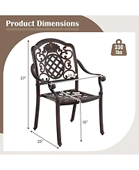 Pcs Patio Cast Aluminum Chairs Outdoor Metal Armchairs with Ergonomic Curved Seat