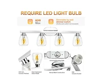 gaomon 4 Light Bathroom Light Fixtures Chrome with Hammered Glass Shade, Vanity Lighting Fixtures Over Mirror Wall Mount E26 Socket for Hallway Kitche