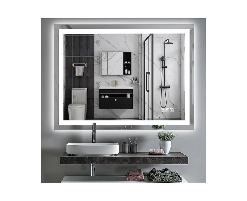 gaomon Led Bathroom Mirror with Lights 48 x 36 Inch/60x36 Inch Led Vanity Mirrors Wall Mounted Dimmable Front Lighted Anti-Fog Makeup Mirror for Bedro