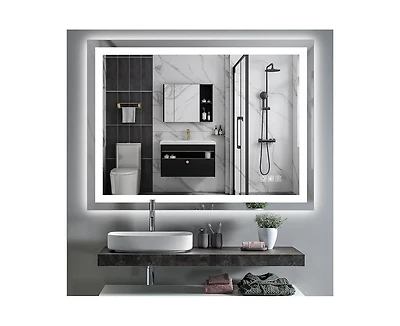 gaomon Led Bathroom Mirror with Lights 48 x 36 Inch/60x36 Inch Led Vanity Mirrors Wall Mounted Dimmable Front Lighted Anti-Fog Makeup Mirror for Bedro