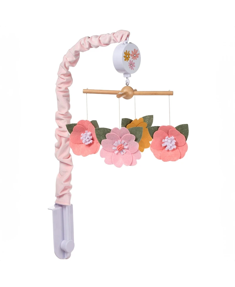 Lambs & Ivy Little Garden Felt Flowers Musical Baby Crib Mobile Soother Toy
